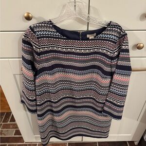 J. Crew Navy and White Geometric Dress